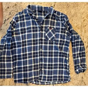 Barbour Shirt/Top Men's XXL Blue Pajama Lounge Plaid Button Up Flannel PJ